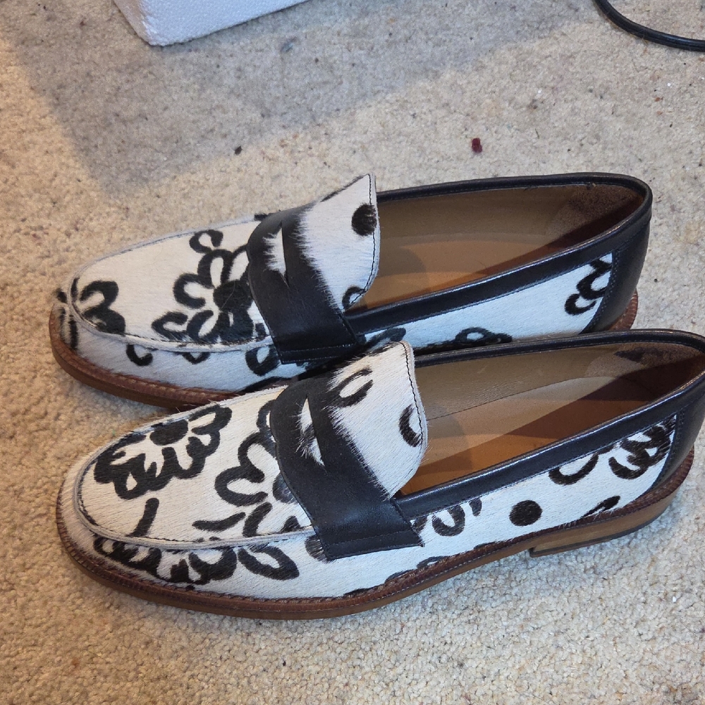 Taft Black and White Floral Loafers